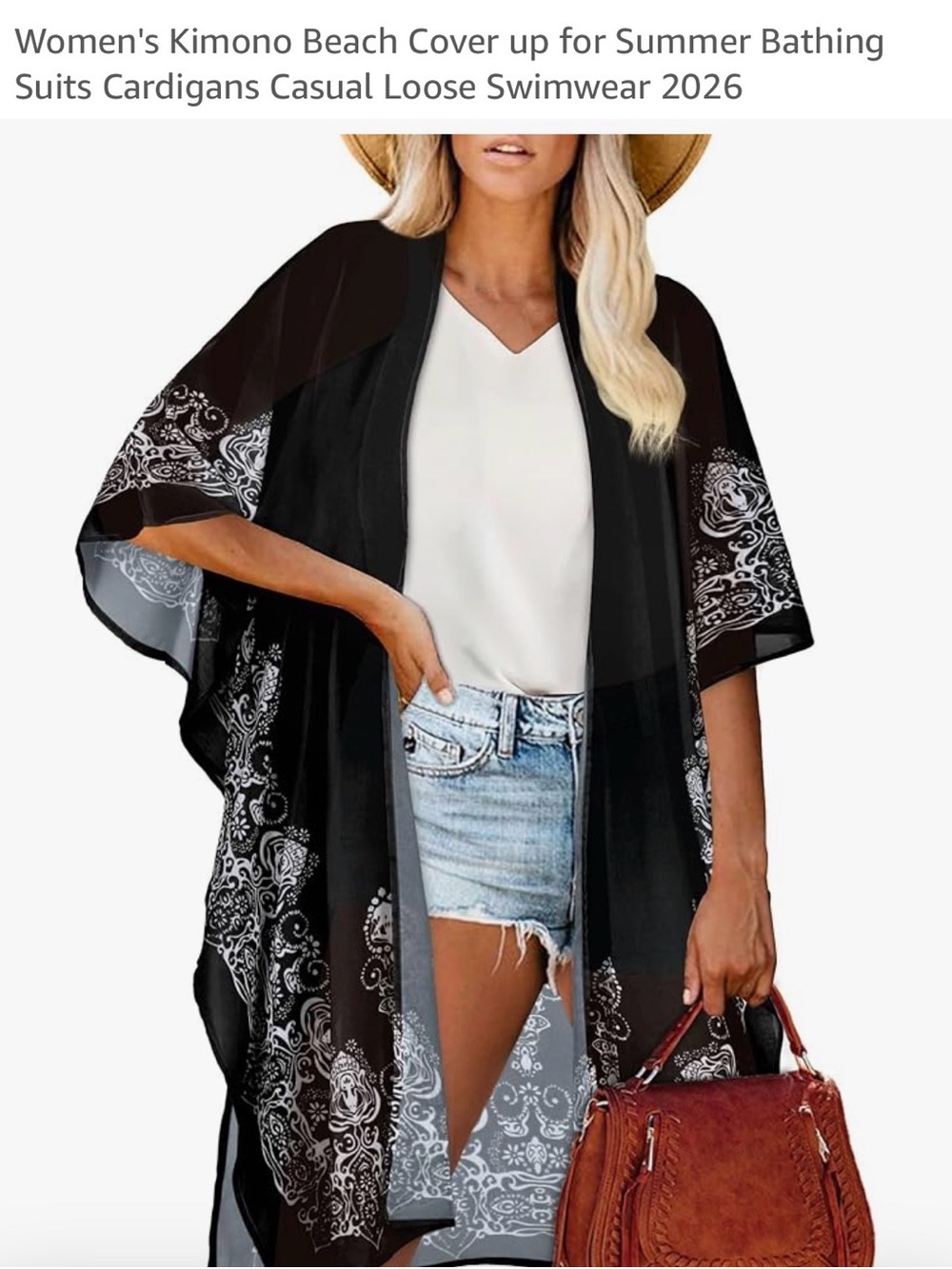 Sheer Black Paisley Kimono Cover-Up